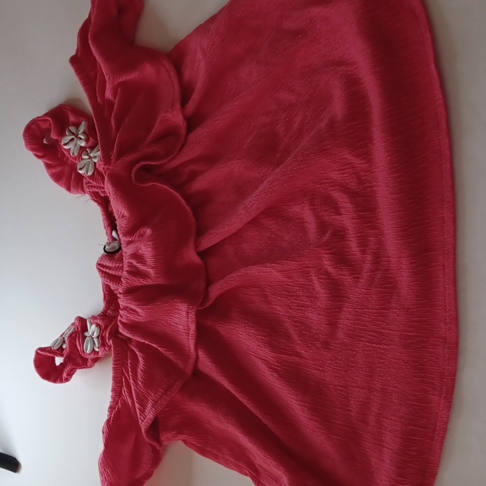 Zara kids top size 13-14 ruffled elastic under arms-straps with seashells